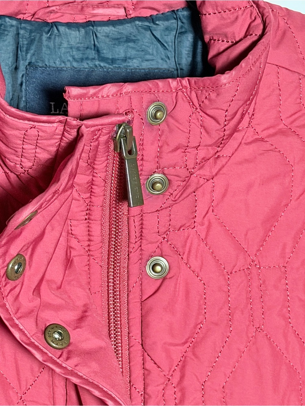 Lands' End Quilted Cherry Red Women's Puffer Coat L Petite 14-16 - Picture 5 of 12